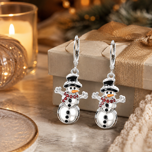 Orecchini pendenti a forma di pupazzo di neve natalizio, graziosi orecchini festivi da donna, adatti per feste di Natale, abbigliamento invernale e regali - Product Image 4