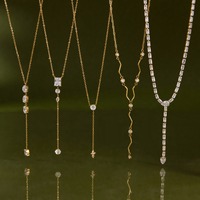 Collier en Zircon de Luxe Léger en Forme de Y avec Breloques Brillantes Raffinées et Étanche, Vente en Gros, Accessoires de Bijouterie de Haute Qualité TGXL15510