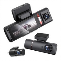 Caméra embarquée 4K 3 canaux en promotion avec caméras avant/arrière, écran IPS, Wi-Fi, DVR de voiture 512 Go et boîte noire, garantie 1 an