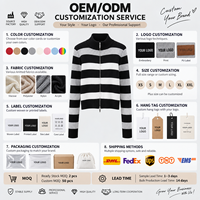 Vente en gros OEM ODM – Nouvelle collection automne-hiver : Cardigan en maille côtelée pour femme, col semi-montant, manches longues, fermeture éclair, à rayures contrastées, style jeune et tendance