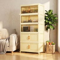 Nouvelle Armoire de Rangement Pliable pour l'Organisation Domestique avec Boîtes de Rangement en Plastique PP, Conteneurs Empilables à Roulettes