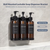Distributeur de savon mural portable verrouillable à 3 compartiments 500 ml en ABS pour shampoing, après-shampoing et gel douche, rechargeable, pour usage hôtelier