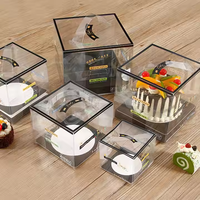 Conteneur à gâteau de 2 4 5 6 pouces transparent de qualité alimentaire PET personnalisable Boîtes à gâteau luxueuses à motif personnalisé avec fenêtre