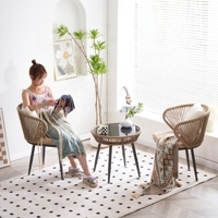 Ensembles de jardin bon marché chaise de jardin de luxe canne paresseux chaise canne Table à manger chaise ciment table de jardin