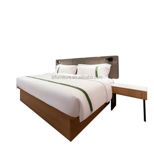 Modern Hotel <b>Twin</b> Bedroom Furniture Sets Wooden <b>Bed</b> <b>Frame</b> With Upholstered Headboard & Nightstands For 3 Star Hotels - Product Image 3