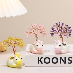 Figurine d'arbre en cristal, licorne en résine, mini décoration, cadeau pour le bureau ou la maison - Product Image 2