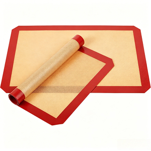 Tapis de cuisson en <span class=keywords><strong>silicone</strong></span> platine à bords rouges, certifié FDA LFGB, renforcé de fibres de verre, antiadhésif, résistant à la chaleur, enroulable, pour four - Product Image 1