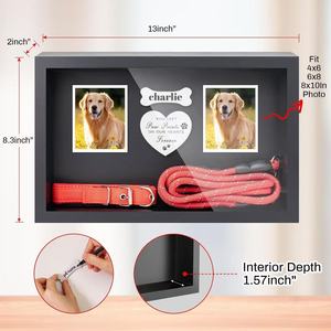 Pet Keepsake Photo Frame Black Rectangle <b>Shadow</b> <b>Box</b> With Dog Collar Leash Display Wall Mounted For Living Room Bedroom Study - Product Image 4