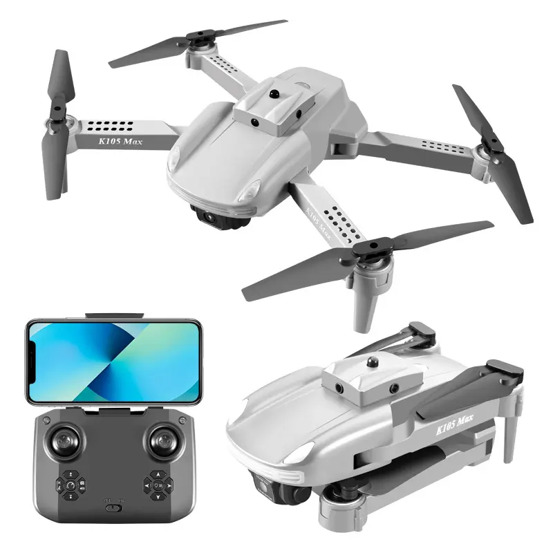 Drones RC plegables pequeños portátiles con luces LED cuadricóptero profesional flycam interior hover Cámara dual Dron k105 Max drone