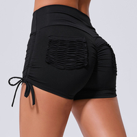 Shorts de sport taille haute en gros, anti-transparence, avec effet froncé élastique pour rehausser les fesses, shorts de yoga sexy pour le lifting des fesses