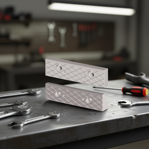 Juego de 2 mordazas romboidales para tornillo de banco modular con patrón de diamante y orificios de montaje - Product Image 3