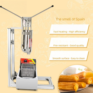Máquina Comercial Eléctrica para Churros Españoles de Acero Inoxidable 304 de 5L con Freidora y Rellenador Manual de 3 Boquillas para Panadería y Snacks - Product Image 2