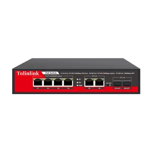 Tolinlink PoE 8 puertos PoE + 1 * Puerto de enlace ascendente Gigabit + 1 Puerto SFP 1 * Enlace ascendente Gigabit + 1 Puerto SFP 1000M Conmutador Poe no administrado