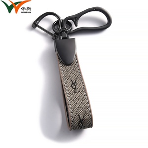 Low Price Brown Charm Canvas <b>Custom</b> Logo Black Metal <b>Keychain</b> - Product Image 2