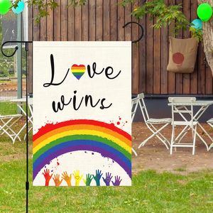 Лидер продаж, индивидуальный двухсторонний флаг из мешковины 12x18 дюймов, Радужный Флаг - Product Image 5