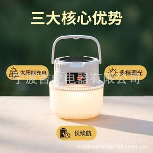 Solar Powered Camping Lantern Warm White Light Rechargeable Outdoor Emergency Light Long Battery Life - Product Image 1