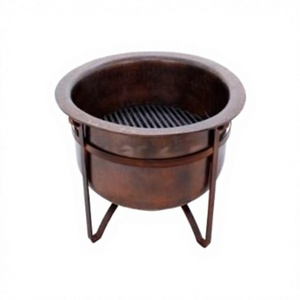 Foyers ronds en cuivre avec support en fer noir pour l'extérieur Grille de cuisson - Product Image 1