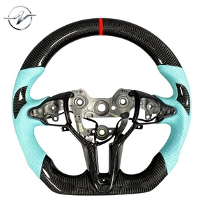 Volante de Fibra de Carbono Personalizado con Empuñaduras de Cuero Perforado Azul para Hyundai I20N I30N ElantraN N-line <span class=keywords><strong>Fastback</strong></span> - Product Image 1