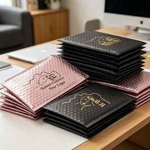 Sobres Acolchados de Burbuja para Envío, Color Rosa y Negro Metálico, con Logotipo Personalizado, Bolsas de Embalaje - Product Image 3