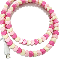 Câble de charge 4-en-1 avec perles en forme de cœur, perles colorées détachables DIY 2-en-2, charge rapide PD 60W Type-C vers Type-C
