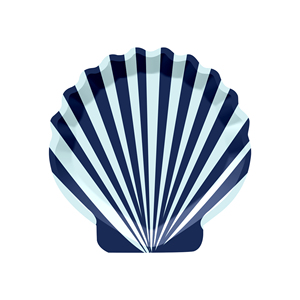 DAMAI - Platos, Vasos y Servilletas Desechables de Papel con Diseño de Conchas a Rayas Azules y Azul Oscuro para Fiestas de Cumpleaños - Product Image 4