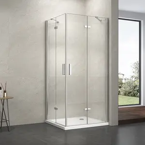 Exceed 2024 European Square Tempered Glass Hinge Bathroom Shower Enclosure Shower Door