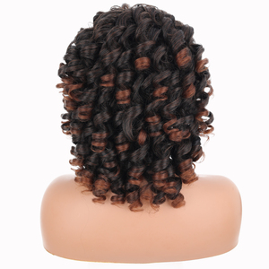Peluca sintética rizada corta con cierre frontal para mujer, pelo sintético corto con cierre de encaje frontal, color <span class=keywords><strong>rubio</strong></span>, personalizado - Product Image 2