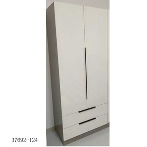 Modern Minimalist Wardrobe <b>Cabinet</b> with Drawers Flat Panel Hinged Doors MDF Material Freestanding <b>Bedroom</b> Furniture 37692-2503 - Product Image 3