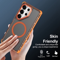 Étui de téléphone portable antichoc avec chargement magnétique sans fil et cadre d'objectif en métal électroplaqué pour S26 Ultra S25