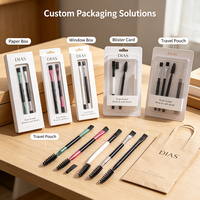 Pinceau à sourcils professionnel double embout en poils synthétiques, brosse à sourcils angulaire, peigne à cils, pour visage et yeux, logo personnalisé, fabricant OEM ODM