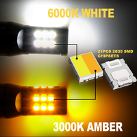 Nouvelles ampoules LED G-VIEW 3157 2026 à double couleur (blanc/ambre) pour clignotants et feux de jour (DRL) – Super lumineuses avec lentille transparente pour feux stop de voiture