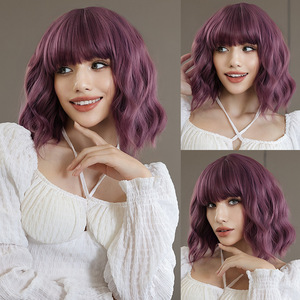 Perruque synthétique courte bouclée pour femme, style européen et américain, avec <span class=keywords><strong>frange</strong></span> droite, résistante à la chaleur, pour usage quotidien – Vente chaude transfrontalière - Product Image 2