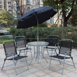 Leisure Modern 6pcs <b>Folding</b> Steel <b>Table</b> Chair Set With Umbrella Outdoor Furniture for Outdoor & Villa Use - Product Image 3