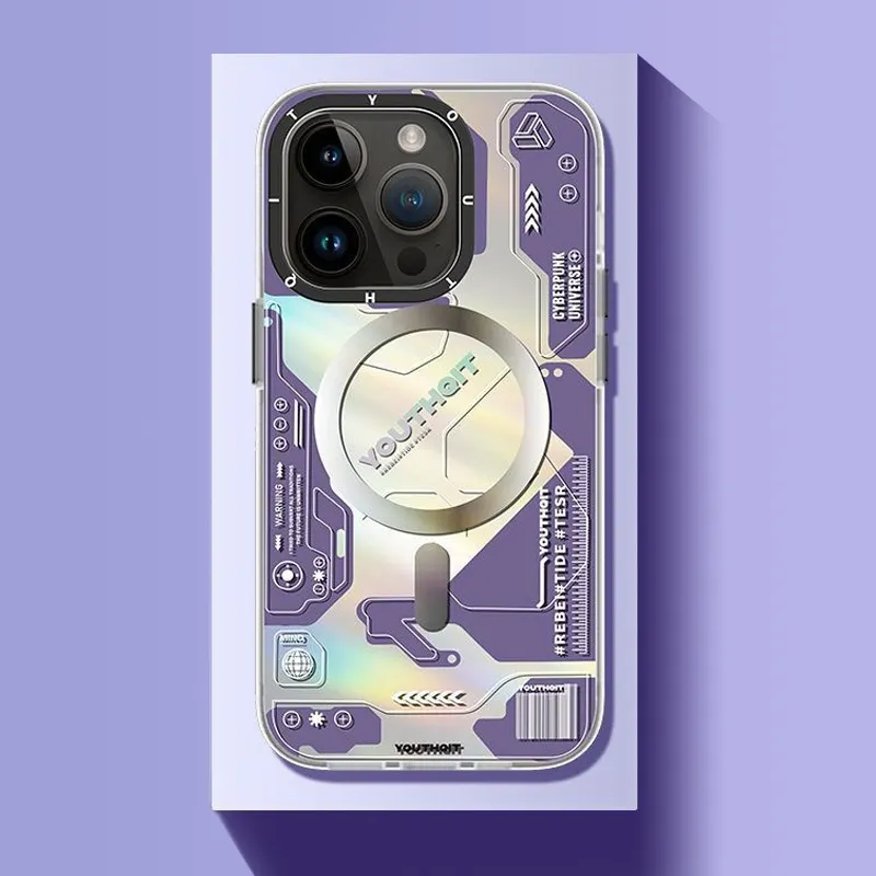 Aurora Magnetic Metaverse étui coloré pour iPhone 14 13 Pro Max étui de téléphone mat gravé au Laser pour iPhone 12 Pro Max