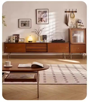 Table console TV en chêne massif écologique, grande capacité, armoire de style campagnard, pieds en acier inoxydable, meubles de salon