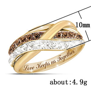 Anello con diamanti H087 con diamanti marroni e bianchi, taglio rotondo brillante, fede nuziale naturale fantasia, gioielli unisex - Product Image 4