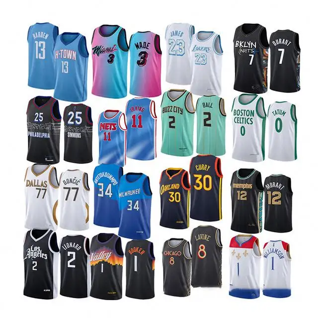 2022 नई गर्म बिक्री अमेज़न संयुक्त राज्य अमेरिका कस्टम बास्केटबॉल 30 टीमों कढ़ाई शर्ट निहित वर्दी कपड़े पहनने जर्सी