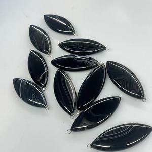 <strong>Black</strong> Agate 20X52MM Big Size Wheat Spike Horse-eye Leaf Shape 8mmt Gemstone <strong>Beads</strong> for Pendant Earring Jewelry Making - Product Image 5