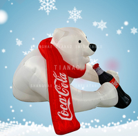 Ours gonflable avec bouteille de Coca-Cola Ours blanc gonflable Animal gonflable Cartoon pour la décoration ou la publicité