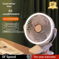 Clip-Ventilator, tragbar, stumm, Mini-Bürstenloser Motor, 3 Geschwindigkeiten, USB-Aufladung, lange Akkulaufzeit, Büro, Schlafsaal, 360-Grad-Drehung