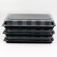 Plateau de fête pour sushis personnalisé, plateau rectangulaire pour la restauration, plateau de service en plastique pour croissants, sandwichs, bagels