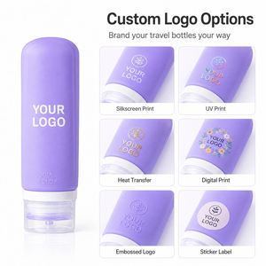 Ensemble de voyage en silicone avec logo personnalisé, sans BPA, qualité alimentaire, flacons compressibles rechargeables pour emballage cosmétique avec sac de voyage - Product Image 2