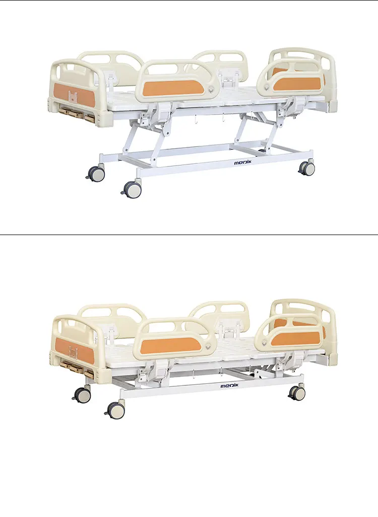 Mobile manual hospital bed three crank ABS side rail Manual Hospital Medical Patient Bed Price