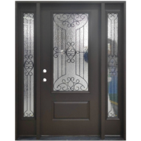 Porte d'entrée avant en PVC au design moderne Porte en verre étanche avec ouverture latérale Extérieur en fibre de verre fini pour le salon
