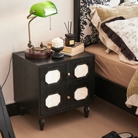 Chevets de chambre à coucher français, chevet moderne noir, créatif, trèfle à quatre feuilles, adapté aux appartements, deux tiroirs, table de chevet en bois