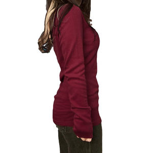 Camiseta de Manga Larga con Estampado de Letras Estilo Urbano Americano para Mujer, Color Sólido, Corte Ajustado, Informal, Básica - Product Image 5