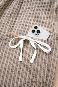 Dear-Lover Venta al por mayor Mujeres Brown Stripe Cordón Cargo Casual Jogger Pantalones con bolsillos - Product Image 2