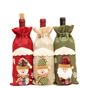 <span class=keywords><strong>Buon</strong></span> <span class=keywords><strong>natale</strong></span> in lino Santa Doll copertura della bottiglia di vino per le vacanze Hotel tavolo da pranzo cartone animato 3D Bundle Soft Mouth Bag - Product Image 1