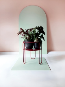 Support de Plante Moderne en Métal Rouge avec Design à Boucle Décorative, Porte-Pot de Fleurs Intérieur/Extérieur pour Salon, Balcon, Jardin, Terrasse - Product Image 3