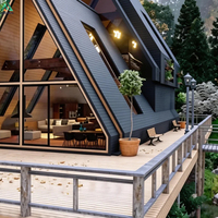 ANCSEM Ventes Chaudes Maison Préfabriquée de Luxe Scandinave au Design Moderne, Cottage Triangulaire à Cadre en Aluminium pour les Vacances